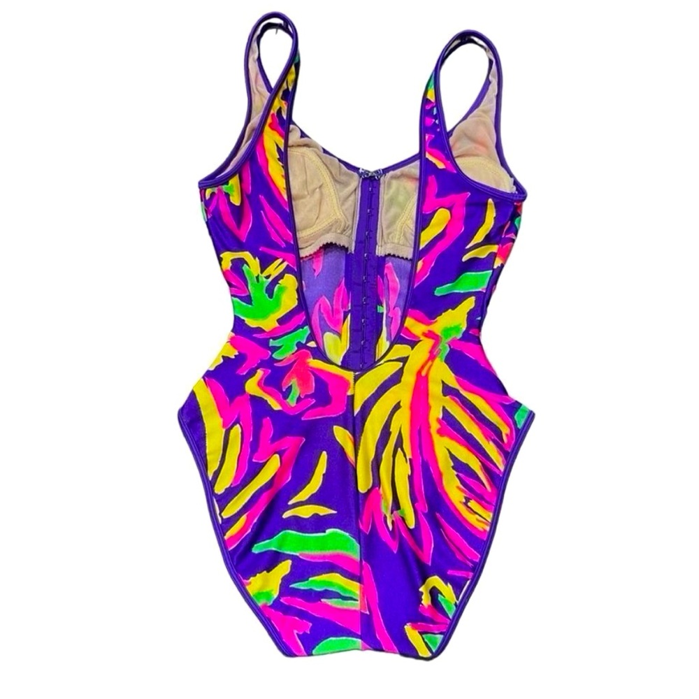 Vintage La Blanca 90s Miami Vice Barbie Neon One Piece Swimsuit - Picture 2 of 16